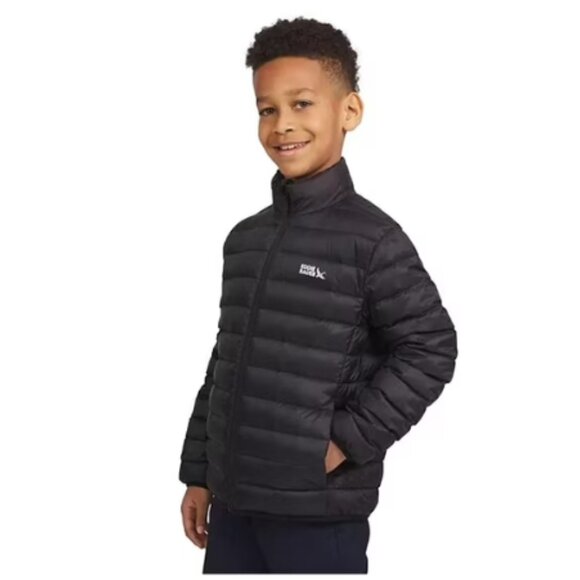 Eddie Bauer Kids' Black Nylon Zip Down Filled Packable Puffer Jacket Medium NWT - Picture 1 of 9